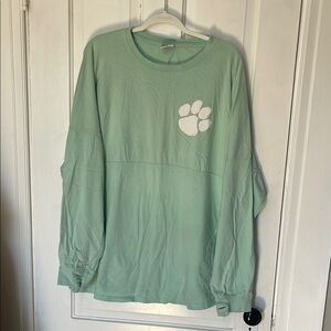 Mint Green Long Sleeve Shirt with Paw Print
